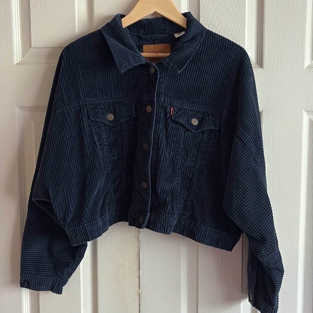 Levi's Dark Blue Corduroy Cropped Jacket - Picture 6 of 10
